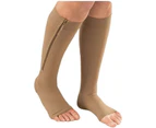 1 Pair of Zipper Compression Medical Leg Calf Swelling Open Toe Socks Body Sculpting Middle Tube