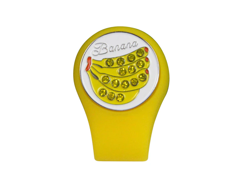 Golf Hat Clip Fruit Pattern Removable Silicone Hat Clip with Magnetic Ball Marker for Golfer-Yellow