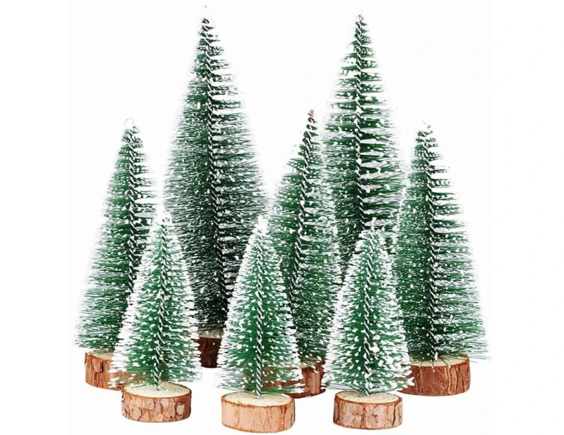 8 Pieces 3 Sizes Mini Christmas Trees Artificial Miniature Fir Trees Green Mini Christmas Trees 10/15/20cm