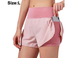 1 pcs Women’s 2 in 1 Running Shorts Workout Athletic Gym Yoga Shorts for Women with Phone Pockets-L