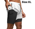 1 pcs Men's 2-in-1 Workout Running Shorts Lightweight Gym Yoga Training Boxing Sports Short Pants with Towel Loop-XL
