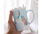 Cute mugs Ceramic Unicorn Mug funny coffee mug Unique Milk Tea Cups with Lace Lid and Spoon for Kids, Women,Girls
