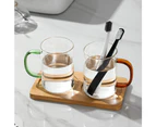 Creative Transparent Glass Toothbrush Cup, Mouthwash Cup, Couple-Style Household Bathroom Toothbrush Cup with Handle