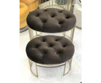 Premium handmade tufted oval shaped ottomans set of 2- brown