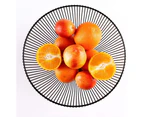 Fruits, vegetables, eggs, bread basket, modern style stainless steel wire pantry on kitchen counter - decorative centerpiece