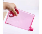 Flat Water Bottle, 420ml/14oz A5 Plastic Memo Paper Portable Kettle Reusable Slim BPA Free Bottle (Pink)