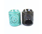 Oil Burner 15cm Large Cylinder Design w/ Lge Holding Cup Glazed Ceramic - Green