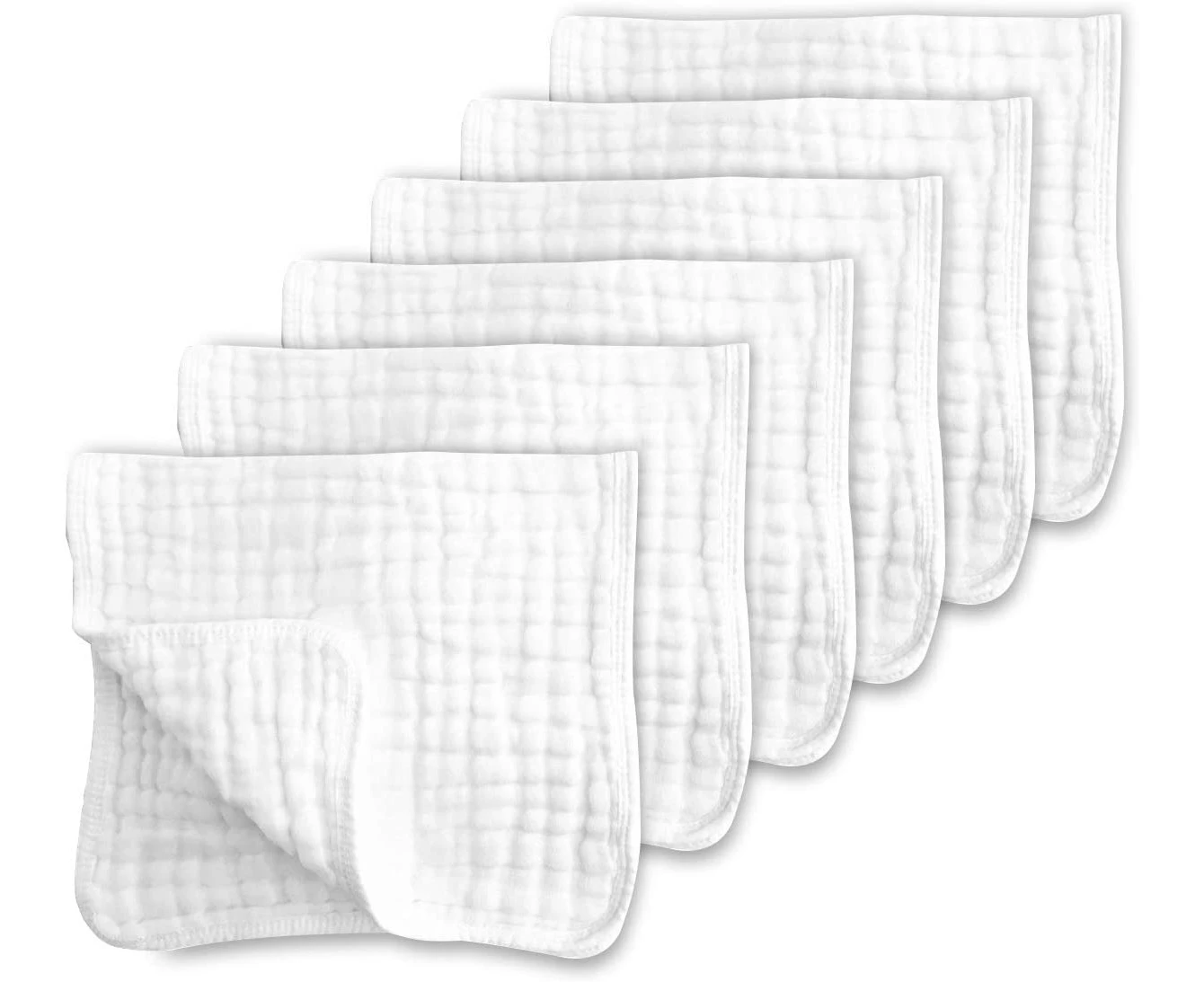 6 Pcs Muslin Burp Cloths for Baby Large 20''X10'' 6 Layers Thicken Super Soft and Absorbent