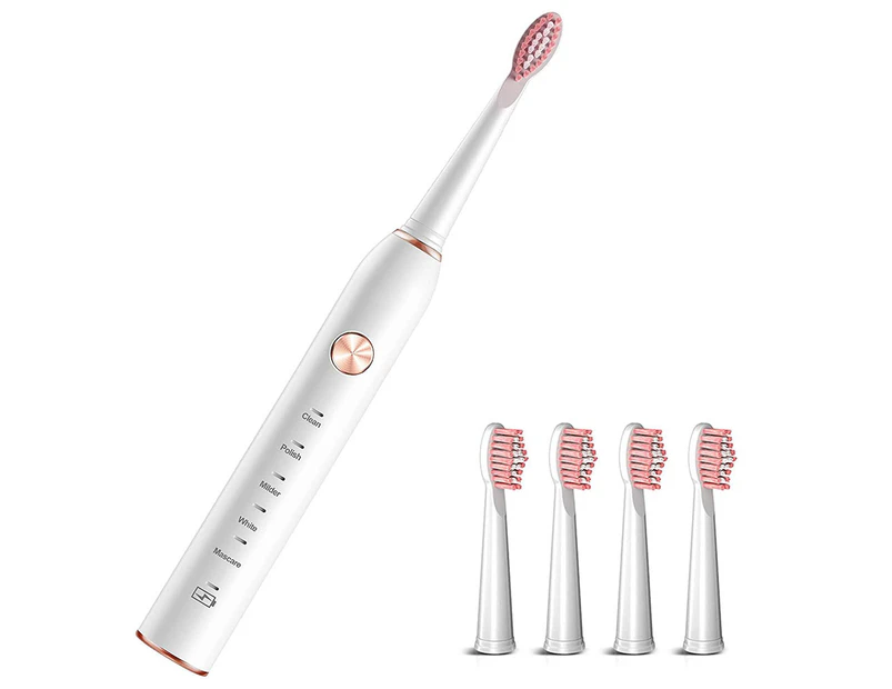 Smart Cleaning and Whitening Modes Selection Rechargeable Sonic Electric Toothbrush with Brush Heads