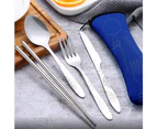 Outdoor Portable Stainless Steel Cutlery Set - Half Flower - Seven-piece Straw Set