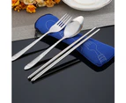 Outdoor Portable Stainless Steel Cutlery Set - Half Flower - Seven-piece Straw Set