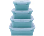 Set of 4 Collapsible Silicone Food Storage Container With BPA Free, Leftover Meal Box With Airtight Plastic Lids For Kitchen