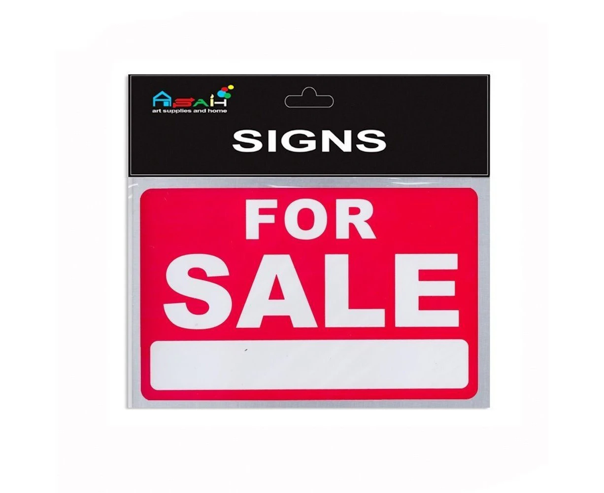 For Sale Plastic Sign Red / White 30x20cm