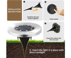 4 Pack Solar Ground Lights, 8 LED Solar Powered Disk Lights Outdoor Waterproof Landscape Lawn Lighting