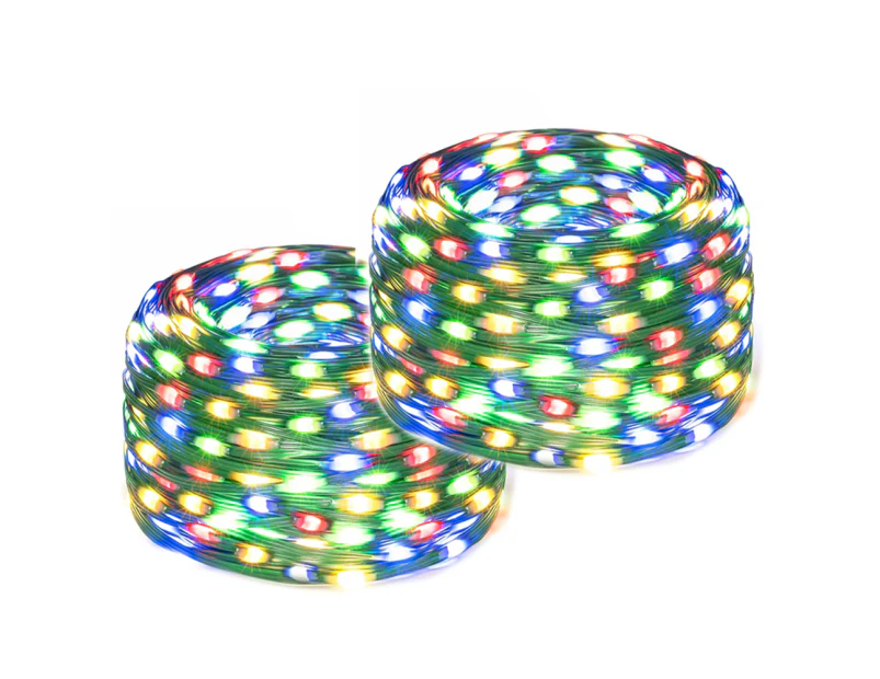 2PCS Solar String Lights - 20m 200 Lights Solar (Silver Wire) Four Colors