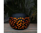 Solar table lamp outdoor waterproof-dancing flashing flame solar LED light,- Iron Clay Pot Black