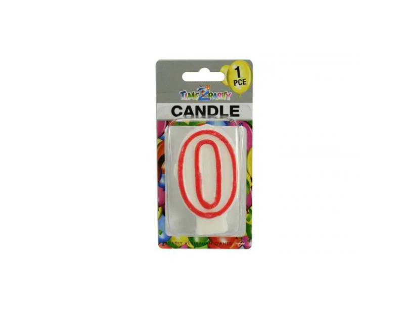 Number "0" Birthday Candle 7.5cm High Excellent For Parties And Events - White