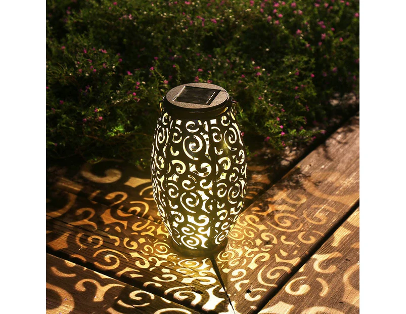 Solar Outdoor Garden Decorative Landscape Light - Five Sides Oval Lantern Black