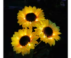 Sunflower Solar Lights Outdoor, 1 Pack with 3 Sunflower, Waterproof Solar Flower Lights for Garden