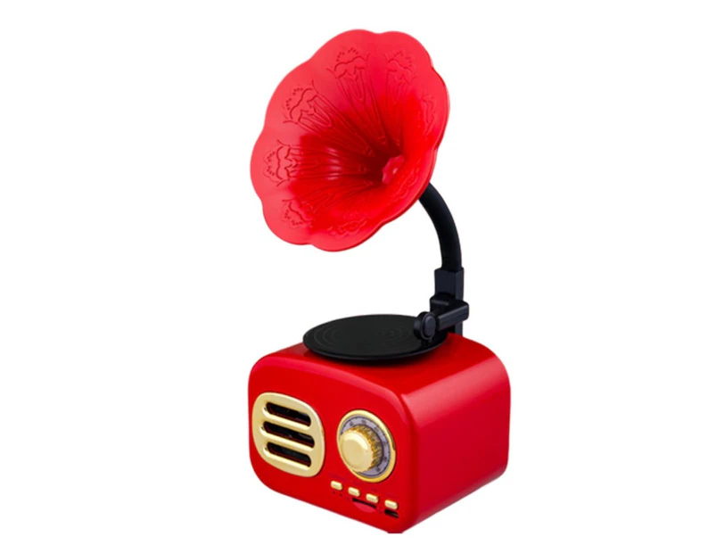 Mini Portable Retro Bluetooth-compatible Speaker TF Card Wireless Loudspeaker Music Player Red
