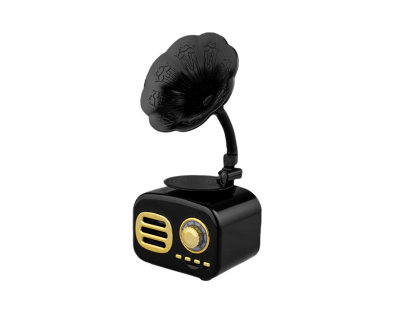Mini Portable Retro Bluetooth-compatible Speaker TF Card Wireless Loudspeaker Music Player Black