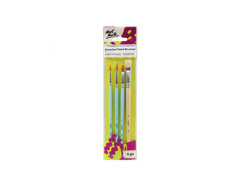 Mont Marte Discovery Assorted Paint Brushes 4pce - Natural