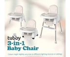 Tubby 3 in 1 Baby High Chair Infant Dining Eating Feeding Highchair 3IN1 Seat Toddler - Beige - Beige