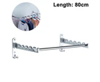Wall Mounted Clothes Hanger Rack Stainless Steel Wall Mounted Clothing Wall Mount Hanger Holder with Swing Arm Set of 2（With Rod） - Style1