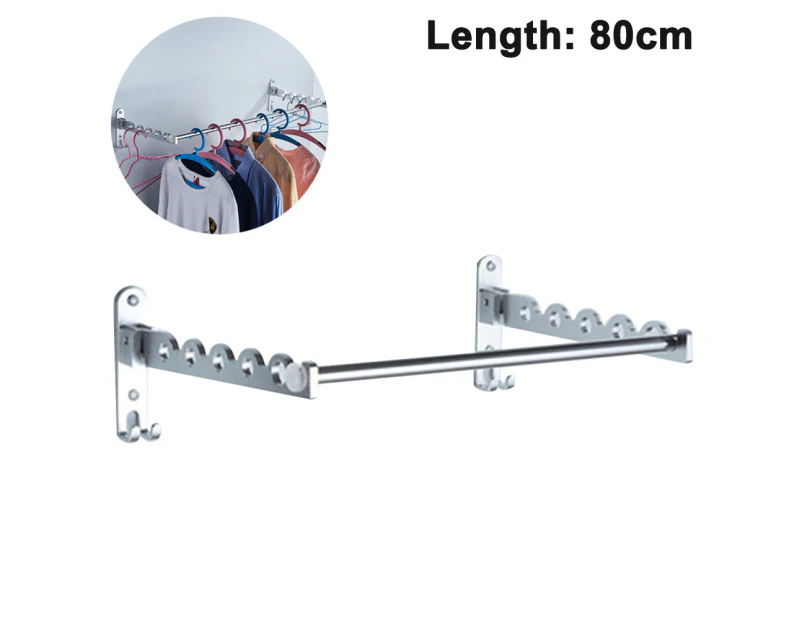 Wall Mounted Clothes Hanger Rack Stainless Steel Wall Mounted Clothing Wall Mount Hanger Holder with Swing Arm Set of 2（With Rod） - Style1