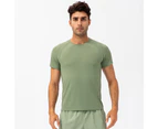 WeMeir Men's Short Sleeve Quick Dry Sports T-shirts Crewneck Workout Tops Yoga Running Tee Tops for Men- Green