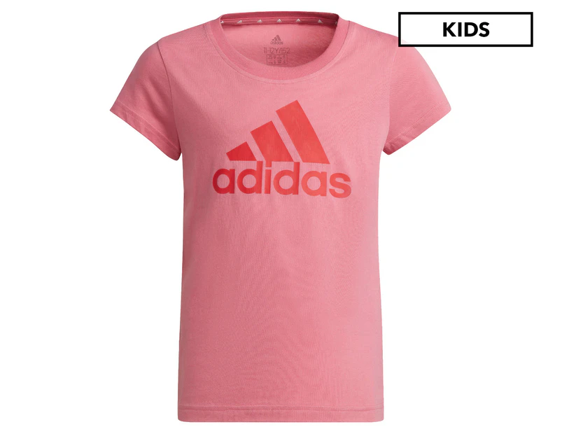 Adidas Girls' Essentials Tee / T-Shirt / Tshirt - Rose Tone/Vivid Red