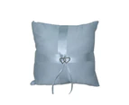 Wedding Rings Cushion 20cm with Double Heart Diamante Centre & Ribbon