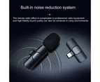 Wireless Microphone Noise Reduction Low Latency ABS Bluetooth-compatible 5.0 Clip Lapel Microphone for Recording Black