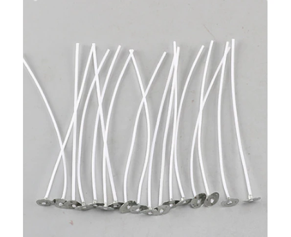 100pce 17cm Long Candle Wicks With Metal Base and White Colour DIY Making Essential - White