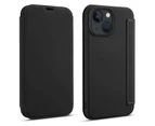 CYOU iPhone 7 Plus/8 Plus Flip Case Wallet, Soft Liquid Silicone Slim Phone Case - Black