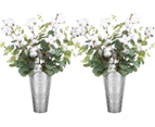 Galvanized Wall Planter 2 Sets Metal Hanging Vase for Farmhouse Rustic Style Country Home Wall Decor