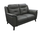 Opal 2 Seater Genuine Leather Sofa Upholstered Lounge Couch - Gunmetal