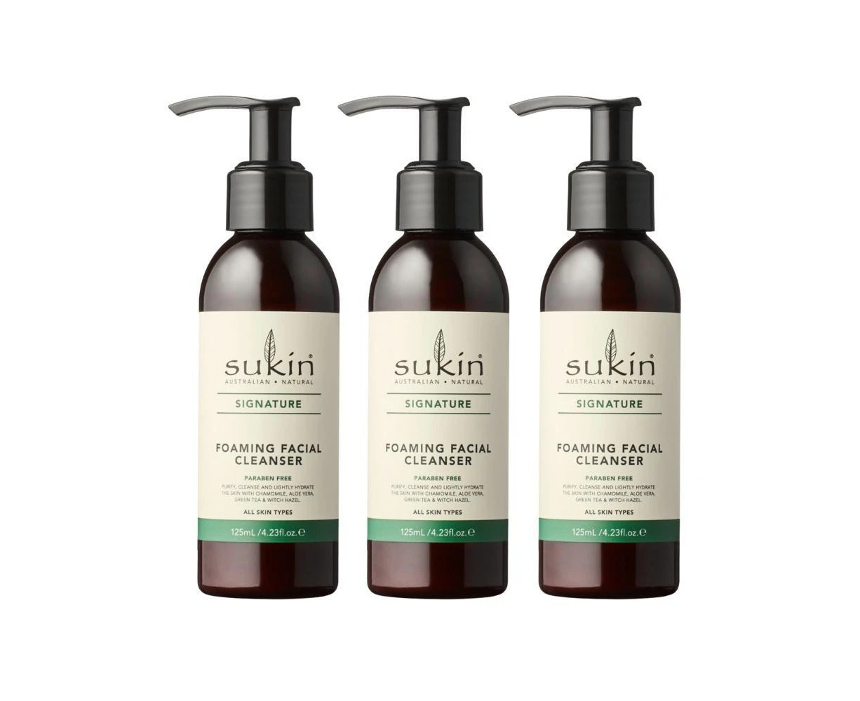 3 x Sukin Signature Foaming Facial Cleanser 125mL