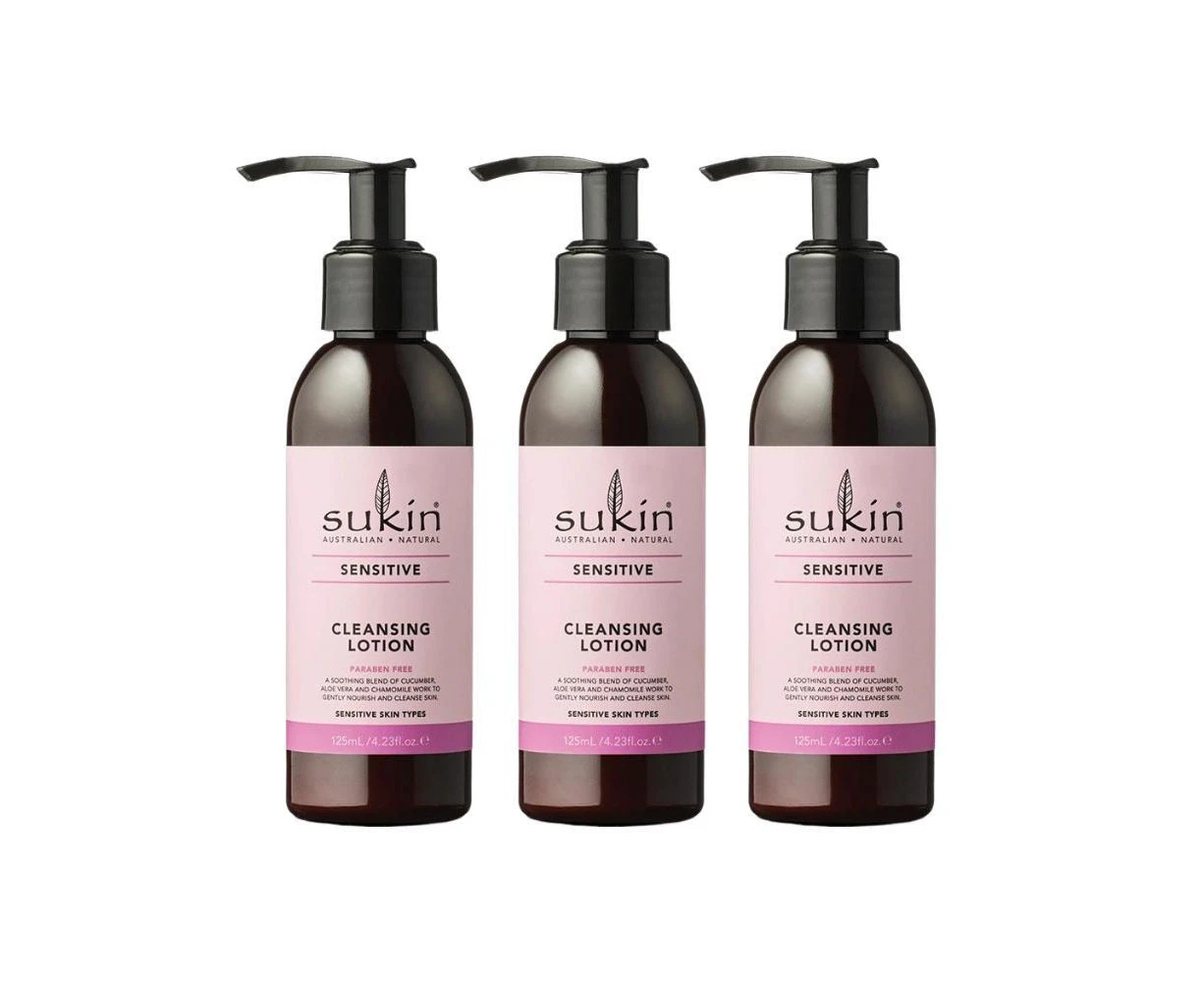 3 x Sukin Sensitive Cleansing Lotion 125mL