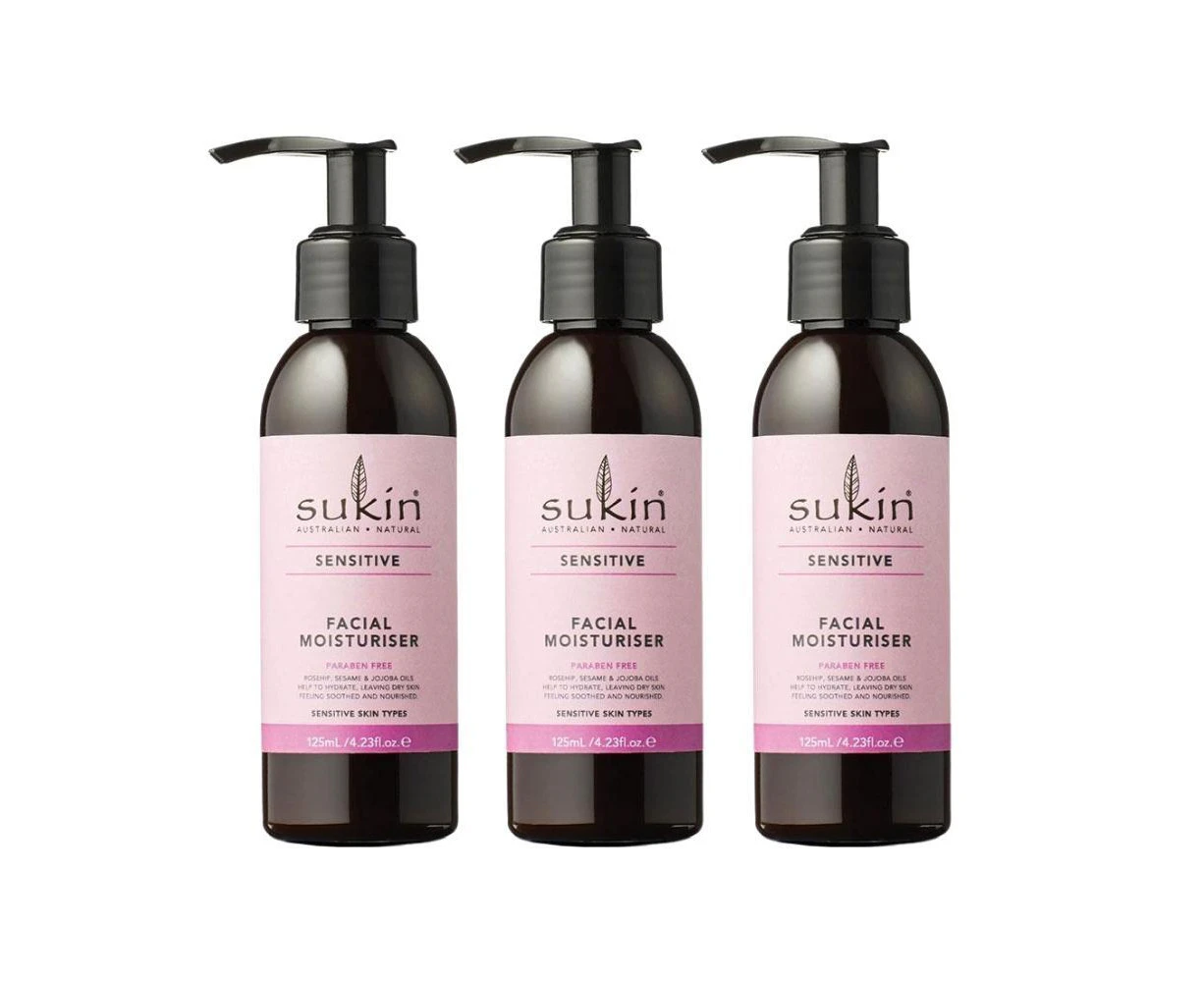 3 x Sukin Sensitive Facial Moisturiser 125mL