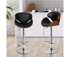 Levede 1x Kitchen Bar Stools Gas Lift Wooden Beech Stool Metal Black Barstools