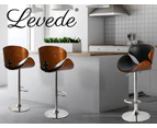 Levede 1x Kitchen Bar Stools Gas Lift Wooden Beech Stool Metal Black Barstools