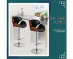 Levede 1x Kitchen Bar Stools Gas Lift Wooden Beech Stool Metal Black Barstools