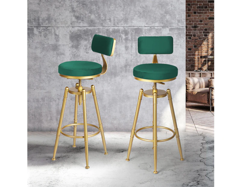 Levede 1x Bar Stools Velvet Kitchen Stool Chair Swivel Barstools Padded Seat