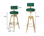 Levede 1x Bar Stools Velvet Kitchen Stool Chair Swivel Barstools Padded Seat