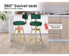 Levede 1x Bar Stools Velvet Kitchen Stool Chair Swivel Barstools Padded Seat