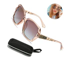 Square Polarized Sunglasses, 1 pcs Polarized Square Sunglasses Sparkling Composite Shiny Frame And Square Glasses Case