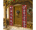 Christmas Decoration Door Curtainmerry Christmas Decorations Banner, Christmas Porch Sign Red Plaid Hanging Banners