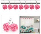 12 PCS Home Fashion Decorative Anti Rust Shower Curtain Hooks Rose Design Shower Curtain Rings Hooks (RED)