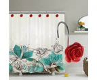 12 PCS Home Fashion Decorative Anti Rust Shower Curtain Hooks Rose Design Shower Curtain Rings Hooks (RED)
